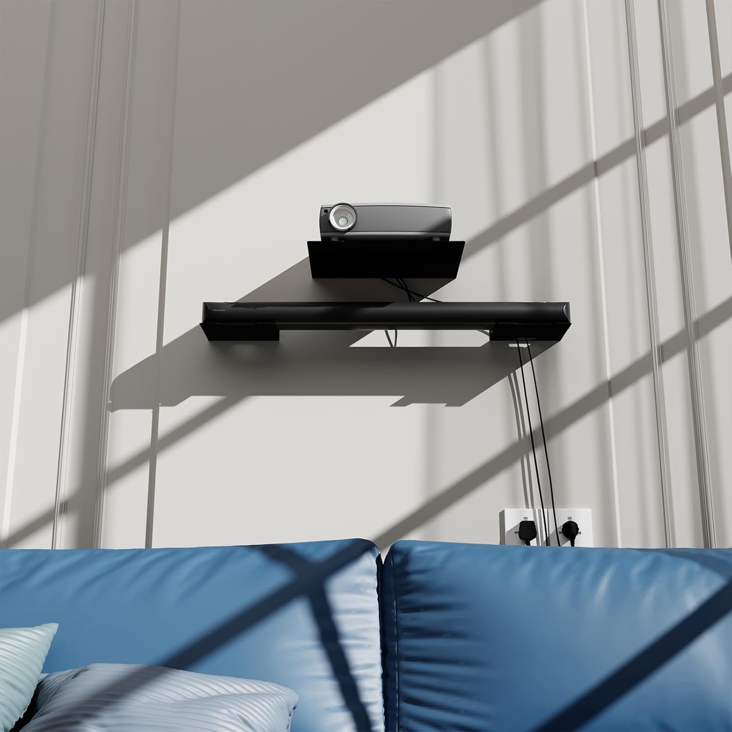 Floating Metal Wall Mount Shelf,Shelf for Projector,TV Cable Box,Router,Speaker,Sound Bar,Camera,Gaming,Decor Display (1, Large)