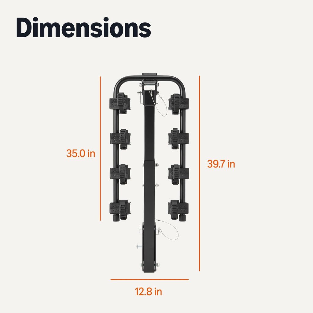 Amazon Basics 4-Bike Hitch Rack with 2" Hitch for Car, SUV and Truck, Foldable Steel Frame with Anti-Rattle Design