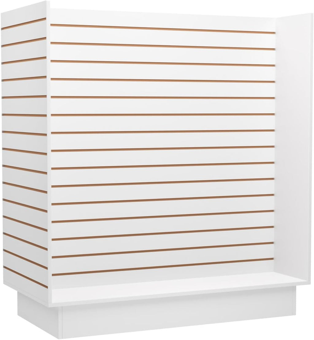 WISDOMFUR H-Unit Slatwall Gondola Display – 4 ft White Freestanding Retail Fixture for Merchandising, Store Displays & Showrooms