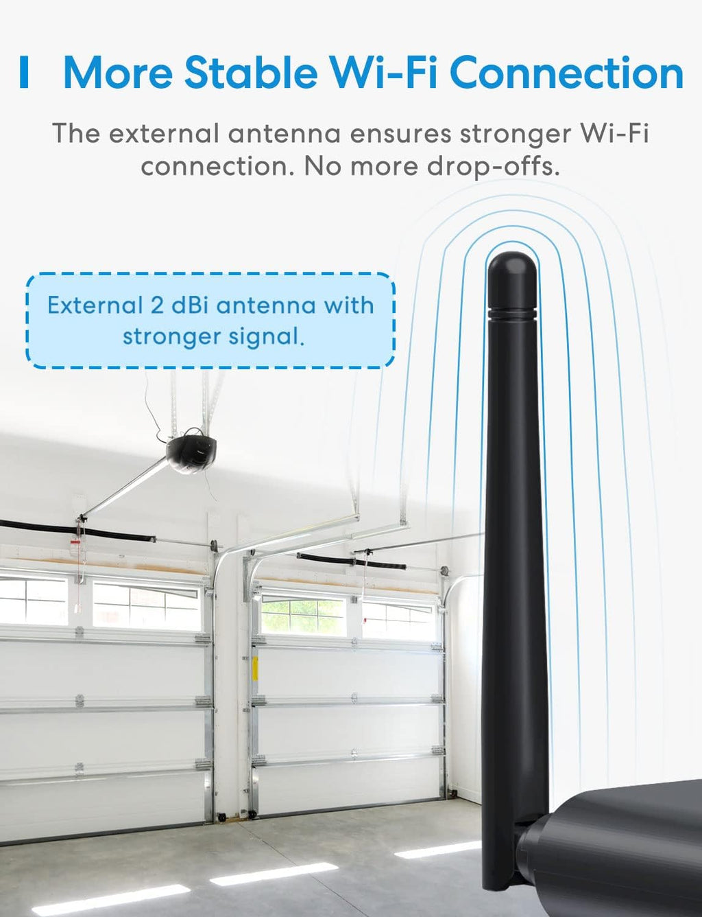 meross Smart Garage Door Opener Remote with External Antenna, Compatible with Amazon Alexa, SmartThings, Control Up to 3 Single Doors(Non HomeKit Versions with 2 Door Sensors)