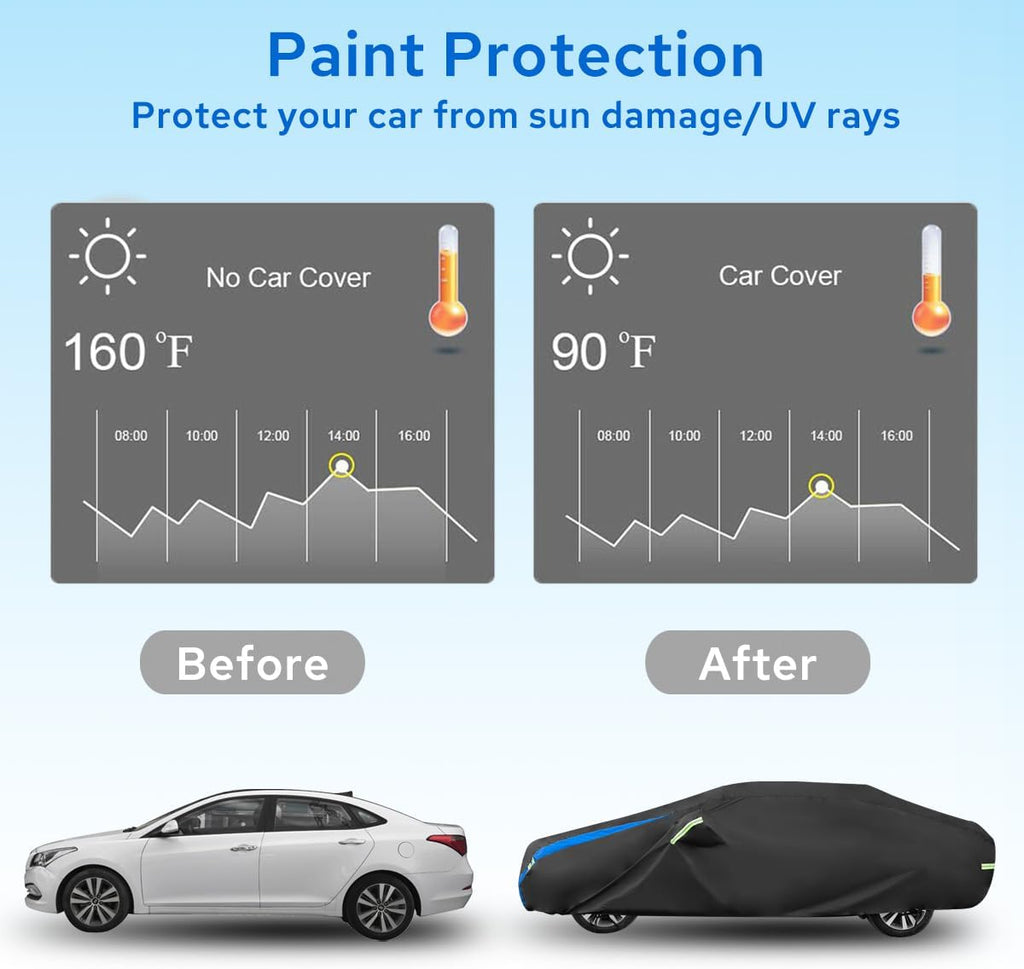 Avecrew Car Cover Custom Fit for Camaro, Waterproof All Weather Full Exterior Cover Rain Snow UV Protection Cover with Side Door Zipper Design