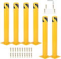 4.5x48 Inch Safety Bollard Post - Yellow Steel Bollard with Anchor Bolts (2-Pack) for Parking Lots, Walkways & Traffic Areas
