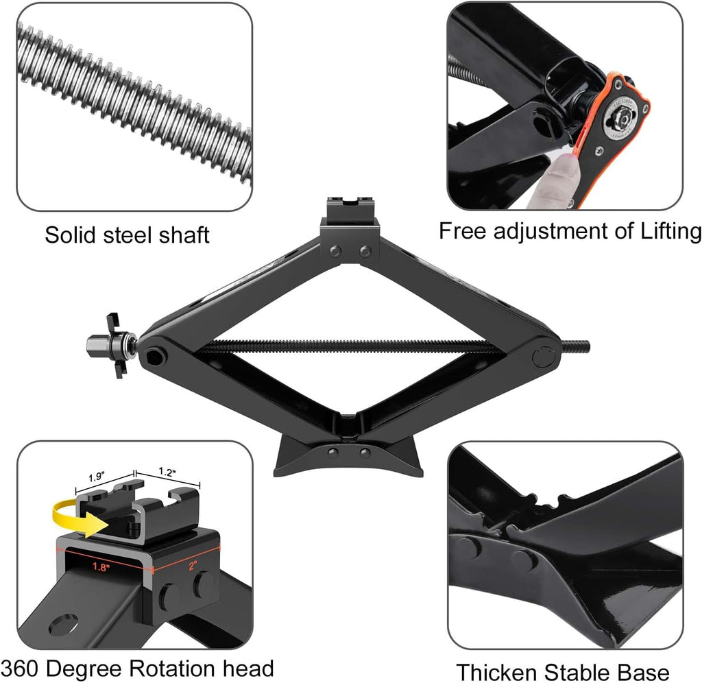 IMAYCC Scissor Jack, Portable Car Jack Kit 6614 lbs (3 Ton), Universal Tire Change Kit for Auto/SUV/MPV - Tire Jack Max 17 Inch