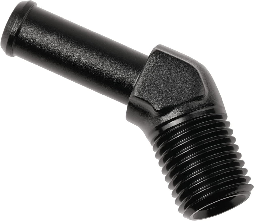 1/4 NPT Male to 3/8" Hose Barb Fitting Adapter 45 Degree Elbow Aluminum Black