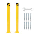 Safety Bollard 2 Packs, 48 Inch Height Steel Bollard Post for Parking Lot, 4.5 Inch Diameter Pipe, Yellow Safety Bollard Post with 16 Anchor Bolts, Ideal for Traffic-Sensitive Areas, Driveway Barrier