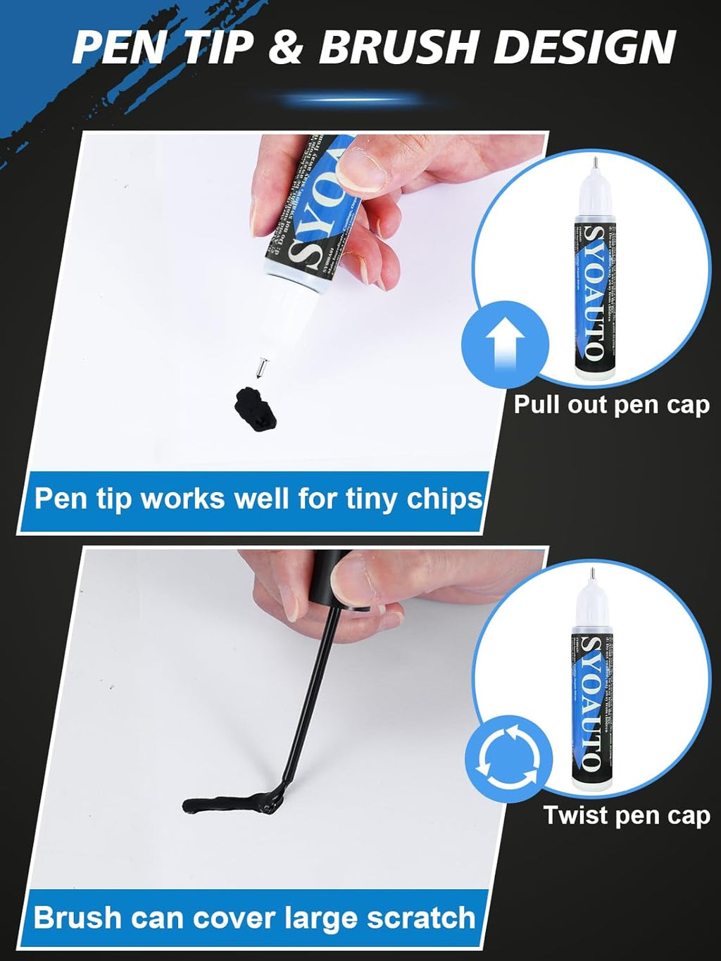 SYOAUTO Silver Touch Up Paint for Cars, Auto Touch Up Paint Silver Scratch Repair Automotive Silver Car Paint Pen 2 in 1 Car Touch Up Paint 0.4 oz