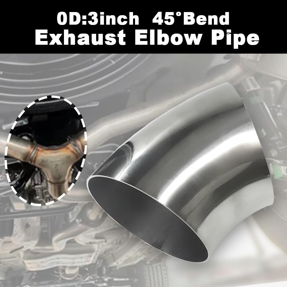 OD 3 Inch 45 Degree exhaust elbow Pipe (Mandrel Bend Elbow) SS304 Stainless Steel Bend Suitable for Car Modified Exhaust Elbow Pipe, Stair Handrail, etc (4 pcs)(76 * 100 * 1.5)