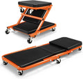 DNA MOTORING 36 Inches 2 IN 1 Rolling Folding Car Creeper/Seat, 6 Pcs 2" Casters, 150kg Weight Capacity, Orange, TOOLS-00185-OG