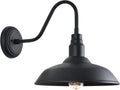 14in Outdoor Gooseneck Light Fixture for Porch, Large Exterior Barn Light with Wall Mount, Black Industrial Lighting Fixture for Farmhouse Garage Patio