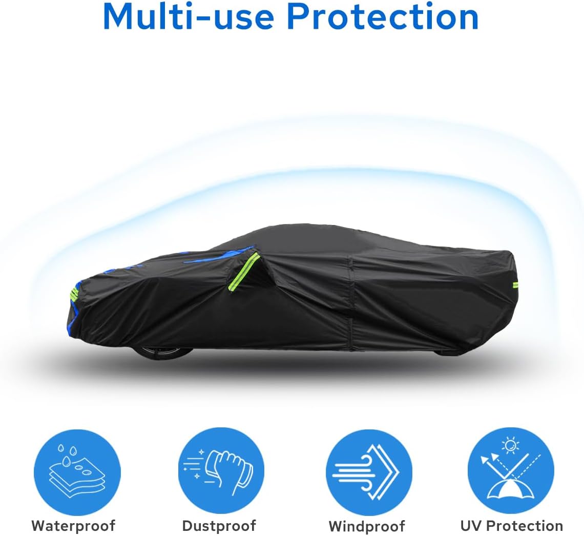 Avecrew for Chevrolet Corvette C3 Car Cover Waterproof All Weather for Automobiles, Outdoor Full Exterior Covers Fit 1968-1982 Corvette C3 with Windproof Strap and Driver Door Zipper