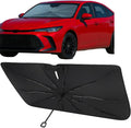 Proadsy Windshield Sun Shade Umbrella for Toyota Camry 2018-2025 2026 Foldable Car Umbrella Sunshade with Soft TPU Handle Spring Structure Crystal Cooling Material Protect Car from Rays & Heat