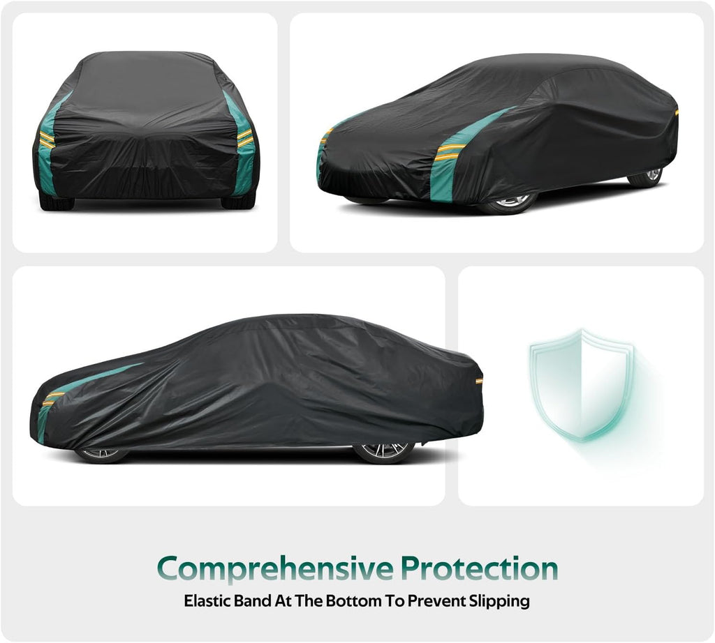 Small Car Cover Waterproof All Weather for Coupe, Universal Fit for Mazda Miata/MX-5, BMW Z3, Pontiac Solstice, Audi TT, Honda S2000, Rain Winter Sun Protection. (Length up to 165)