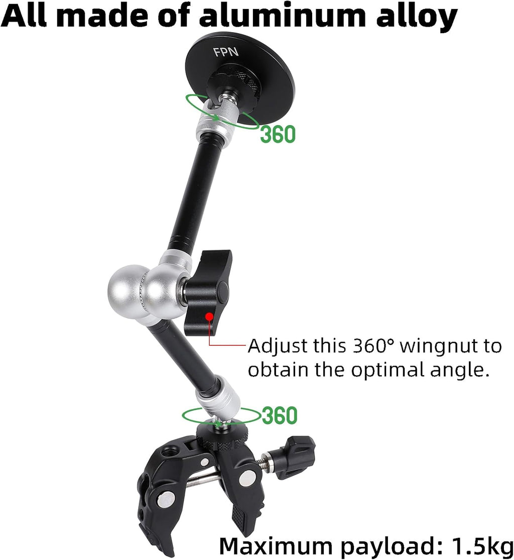 All-Metal Magnetic Phone Holder with Super Clamp&10″ Long Arm for Magsafe, Adjustable Rear View Mirror Phone Holder Mount for Car/Truck/Handlebar, Compatible with iPhone 16 15 14 13 12 Series