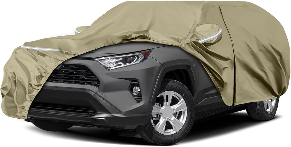 Waterproof Car Covers Replace for 2013-2025 Toyota RAV4, Multilayer Heavy Duty with Cotton Liner All Weather Car Cover with Zipper Door, Windproof Bands for Snow Rain Dust Protection