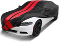 iCarCover Custom Car Cover Compatible with Charger 2006-2024, Waterproof All-Weather Rain Snow UV Sun Protector Full Exterior Indoor Outdoor Car Covers, Stripe (Black/Red)