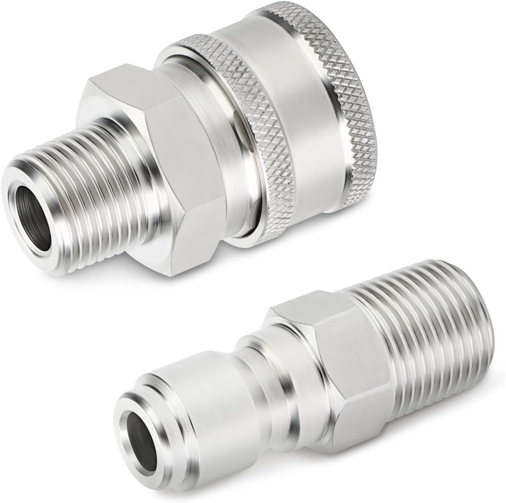TAISHER 12PCS 304 Stainless Steel Pressure Washer Adapter Kit, Quick Connect Fittings，3/8" Male