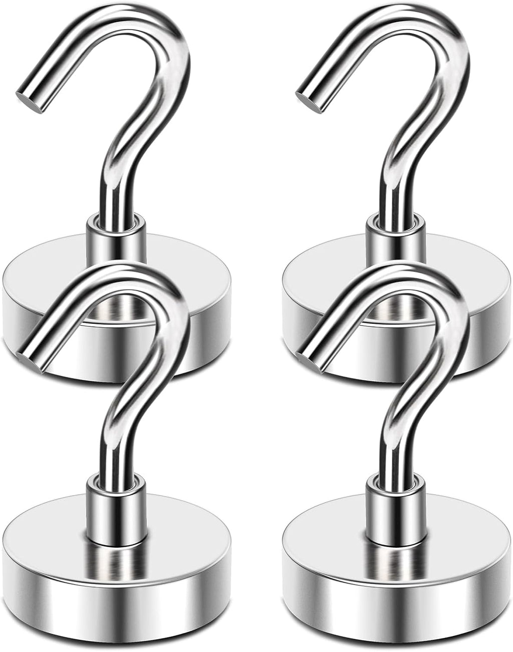 MIKEDE Magnetic Hooks, 28Lbs+ Strong Magnetic Hooks Heavy Duty for Cruise Cabins, Super Hanging Hooks Neodymium Magnets with Hook for Fridge, Grill, Toolbox, Storage, Pack of 4