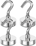 MIKEDE Magnetic Hooks, 28Lbs+ Strong Magnetic Hooks Heavy Duty for Cruise Cabins, Super Hanging Hooks Neodymium Magnets with Hook for Fridge, Grill, Toolbox, Storage, Pack of 4