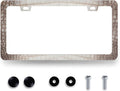 Crocodile Skin Print License Plate Frame Cool Animal Texture License Plate Holder Funny License Plate for Car Decoration Stainless Steel Car Accessory with Screws Men Women 12.3" x 6.3"