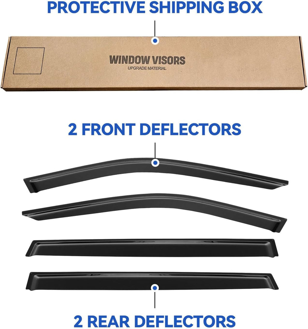 Window Visors Rain Guards for 2020-2025 Toyota Highlander, Out-Channel Window Vent Wind Deflectors Visors Shades for 20 21 22 23 24 25 Highlander