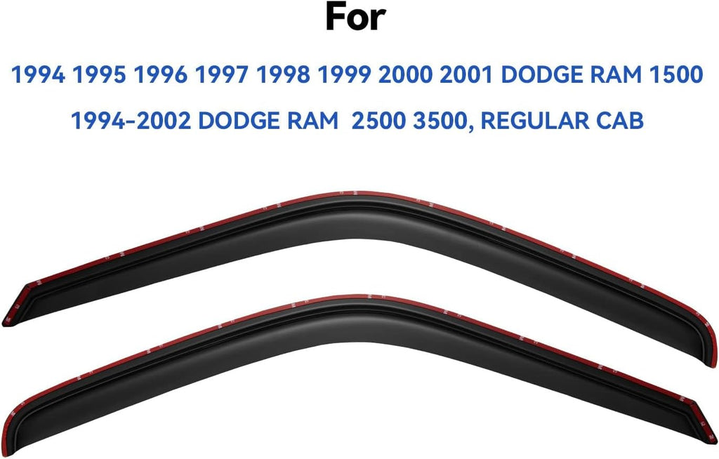 in-Channel Window Visors Rain Guards for 1994-2001 Dodge Ram 1500, Window Wind Deflectors Vent Shades for 94-02 Ram 2500 3500