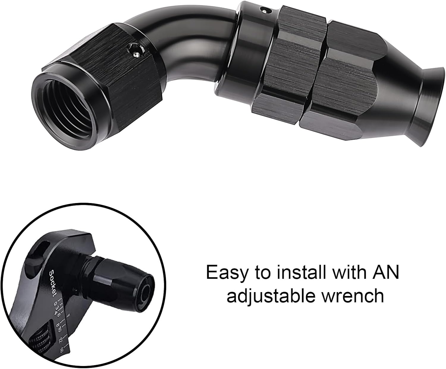 EVIL ENERGY 4AN 60 Degree PTFE One Piece Full Flow End Hose Fitting Aluminum Black