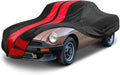 iCarCover Custom Car Cover for 1962-1981 MG MGB Roadster Waterproof All Weather Rain Snow UV Sun Protector Full Exterior Indoor Outdoor Car Cover (Stripe - Black/Red)