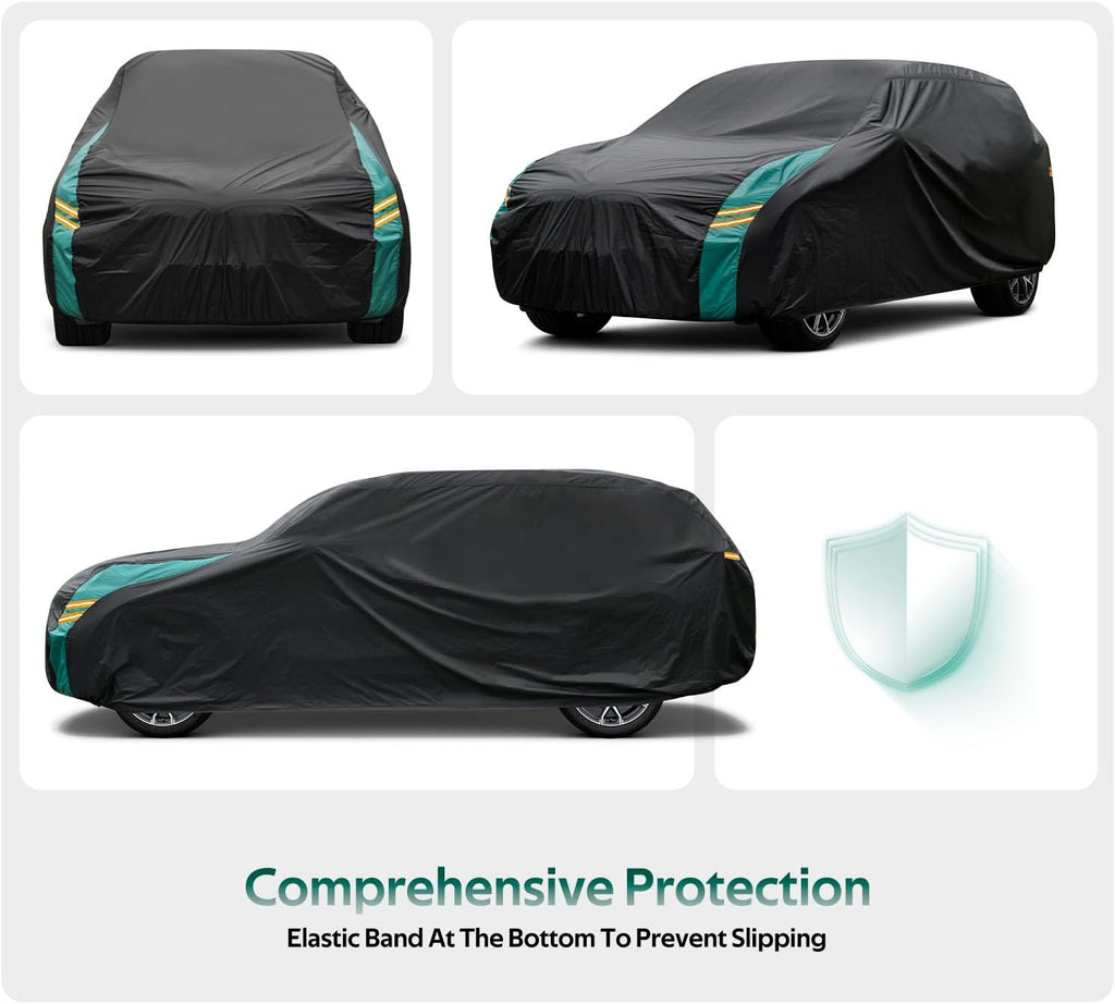 Jeep Wrangler Car Cover 4 Door Fits Sahara Rubicon Unlimited Sport JK JL. Jeep Wrangler Car Cover 4 DR for All Weather, Outdoor Waterproof, Windproof, UV-Resistant, Dustproof