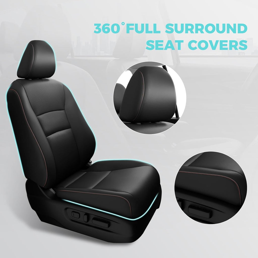for Honda Pilot Seat Covers, Full Set Custom Car Seat Protectors Fit Pilot EX-L, Special Edition, Touring, Sport 2016 2017 2018 2019 2020 2021 2022 - 8 Seats, Full Coverage Waterproof, Black Red