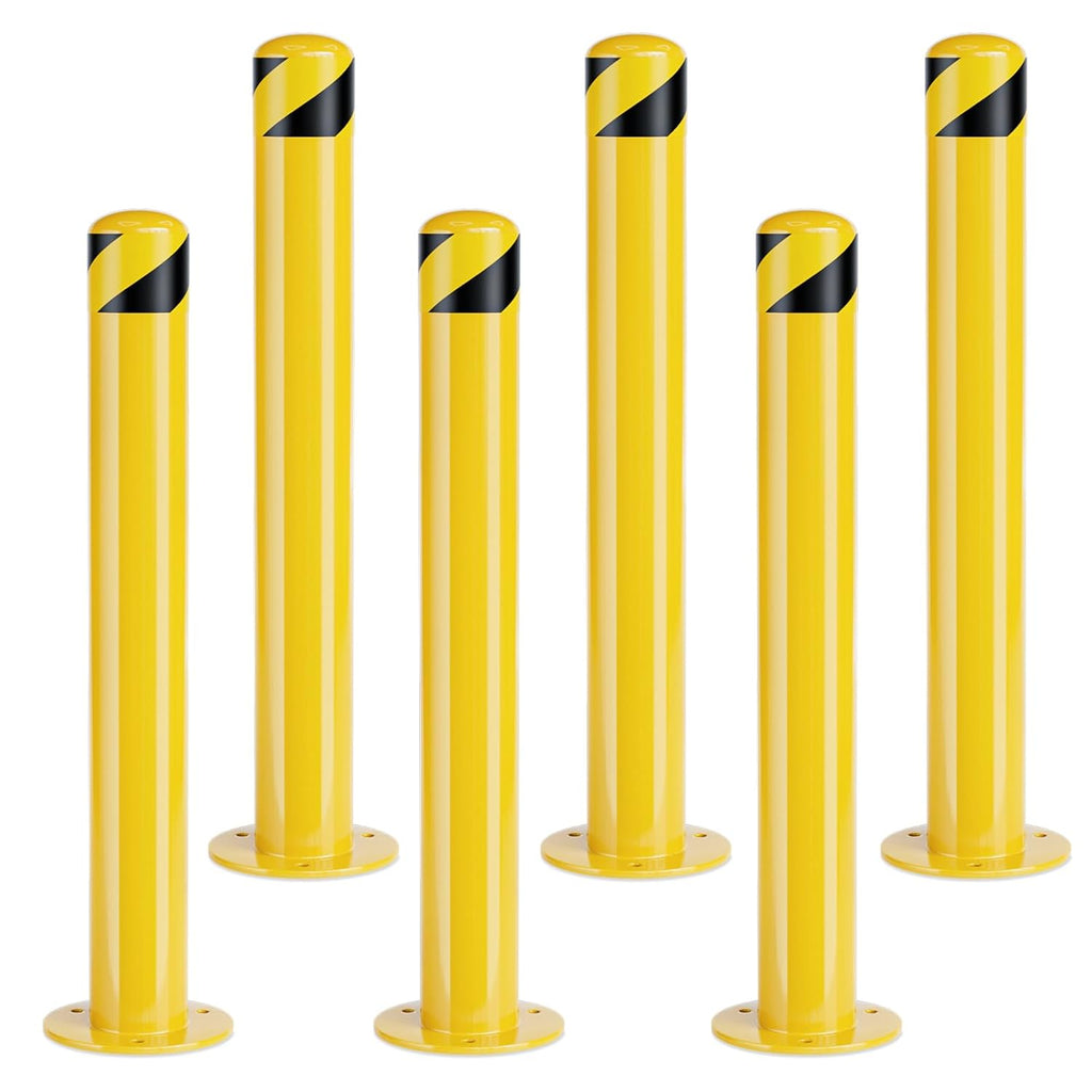 Safety Bollard Post, Steel Bollards,Parking Bollard, Yellow Powder Coated Safety Parking Barrier Post, for Traffic Sensitive Areas (6, 36"H*3.5"D)