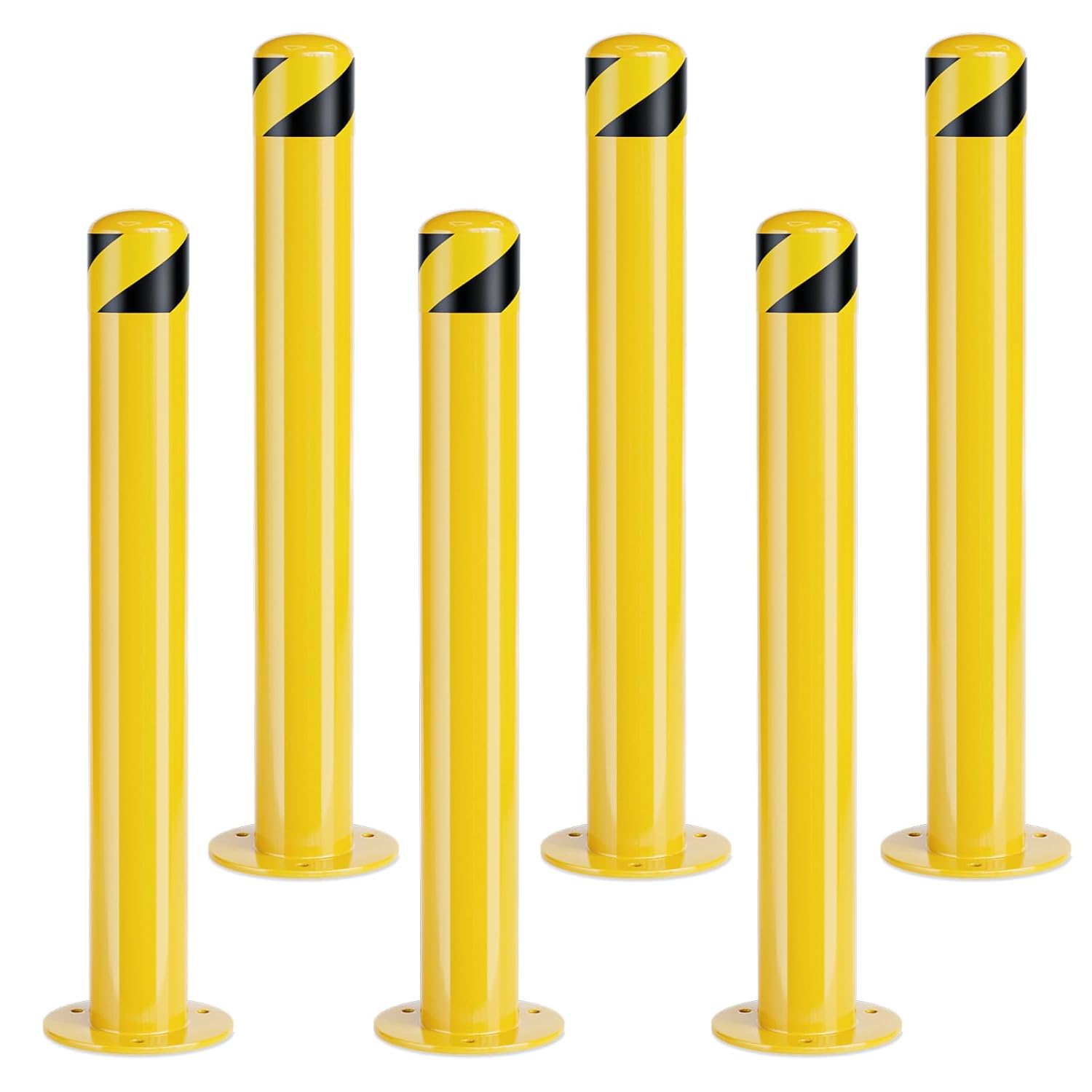 Safety Bollard Post, Steel Bollards,Parking Bollard, Yellow Powder Coated Safety Parking Barrier Post, for Traffic Sensitive Areas (6, 36"H*3.5"D)