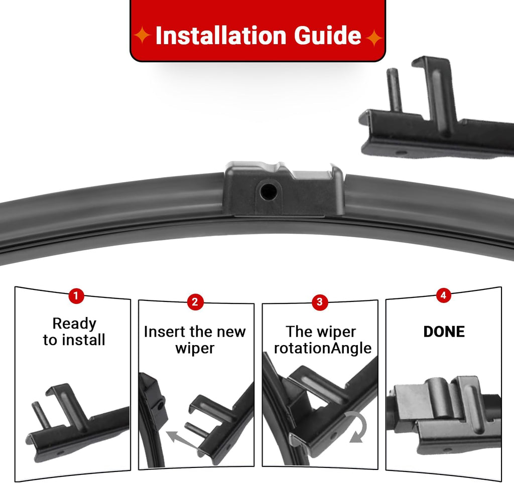 Windshield Wiper Blades Replacement for BMW X3 2011 2012 2013 2014 2015 2016 2017 Original Factory Quality Front Rear Wipers Blade Set for My Car - 26" 20" 13" (Pack of 3)