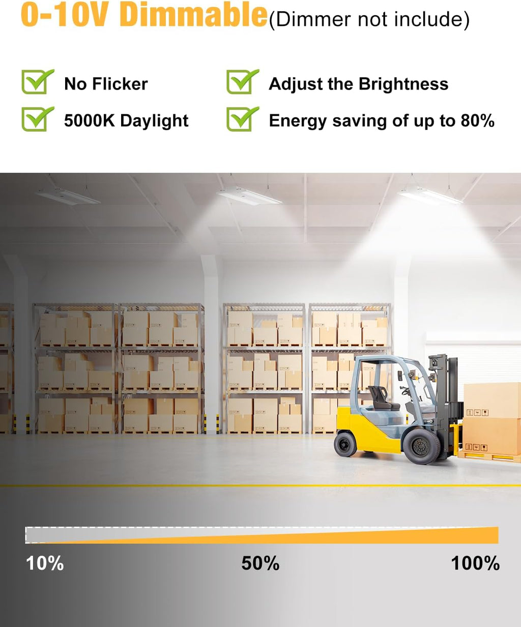 400W LED Linear High Bay Light, 60000LM Linear High Bay Shop Light 120-277V, 5000K for Warehouse, Garage Factory, UL Listed, 5 Years Warranty, 2Pack