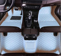 Custom All-Weather Protection Leather Car Floor Mats for Cars Sedan SUV Sports Car Waterproof Floor Mat (White)