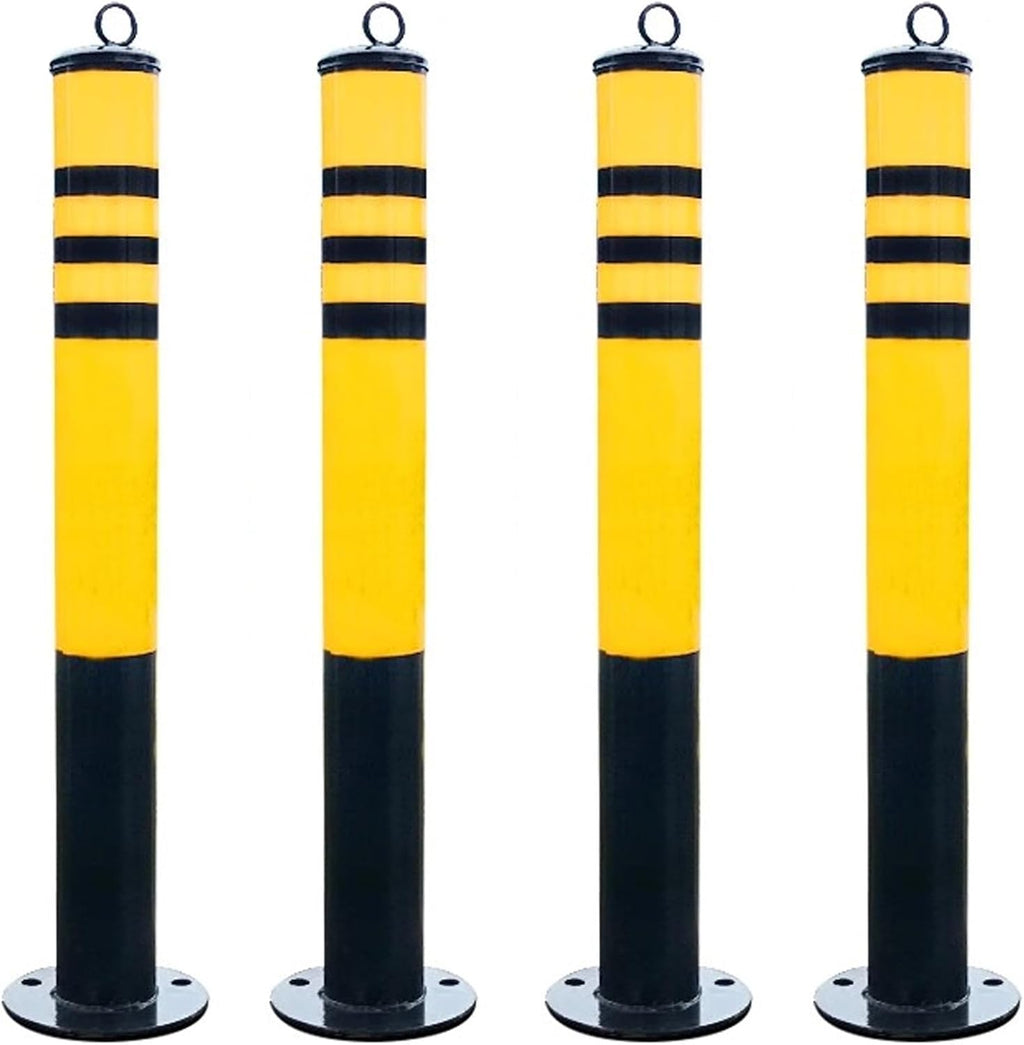 Safety Bollard, Driveway Barrier, Parking Stopper for Garage, Steel Car Parking Protection Posts, Caution Cones, Perfect for Traffic-Sensitive Area(Yellow A(4PCS))