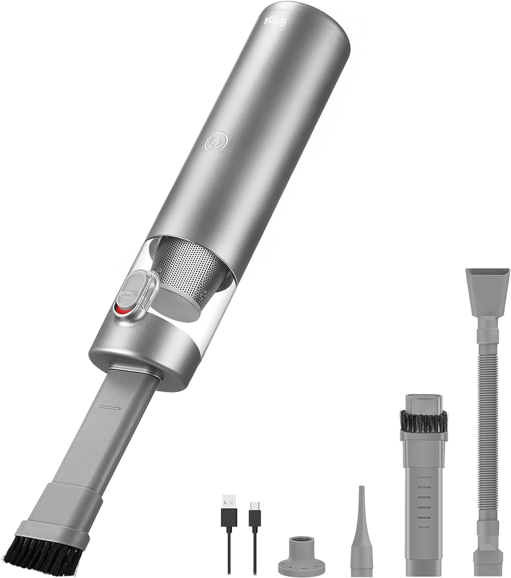 Brigii Mini Handheld Vacuum Cordless, 3 in 1-Car Vacuum & Air Duster & Hand Pump, 3 Kinds of Crevice Nozzles for Small Spaces, Crevices, Portable Rechargeable Cleaner-M1