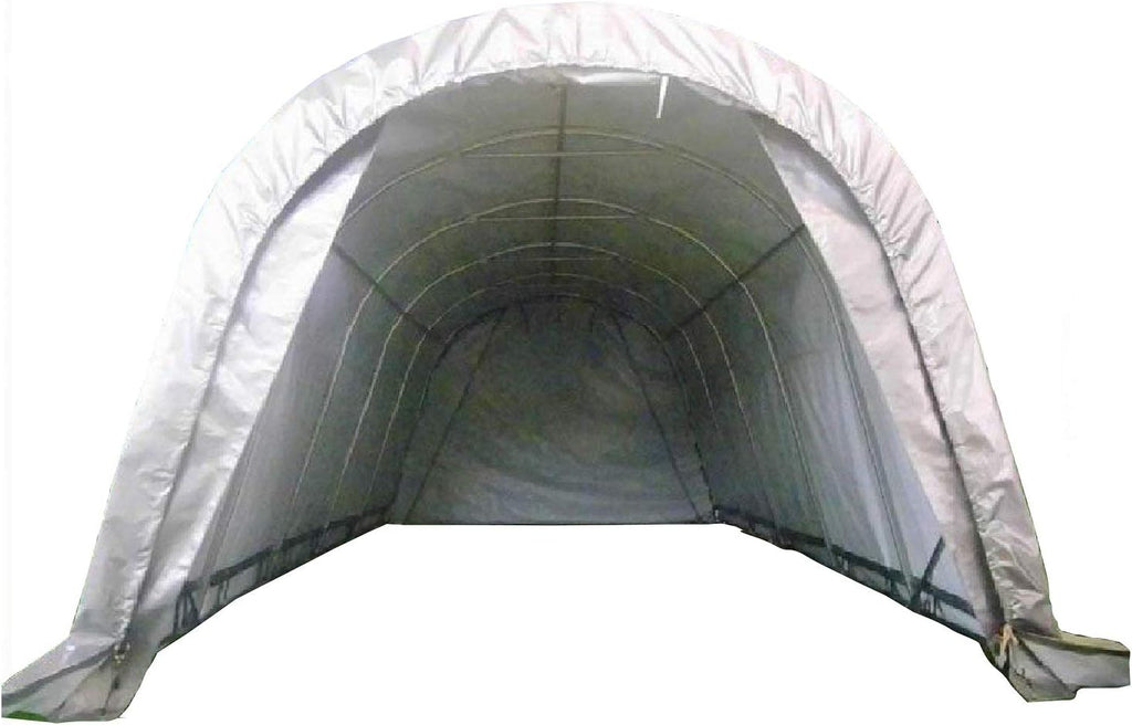 20'x12' Heavy Duty Carport with Zipper Doors – Galvanized Steel Frame & Waterproof PE Cover, UV-Resistant, Grey Portable Garage Canopy Shelter (20'x12')