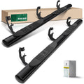 YHTAUTO 4 Inch Running Boards Side Step Bars Fit Chevy & GMC Models - Silverado, Sierra 1500/2500 HD/3500 HD 2019-2024 - Extended/Double Cab, Oval Straight Steel Black Powder Truck Cab Side Step Rails