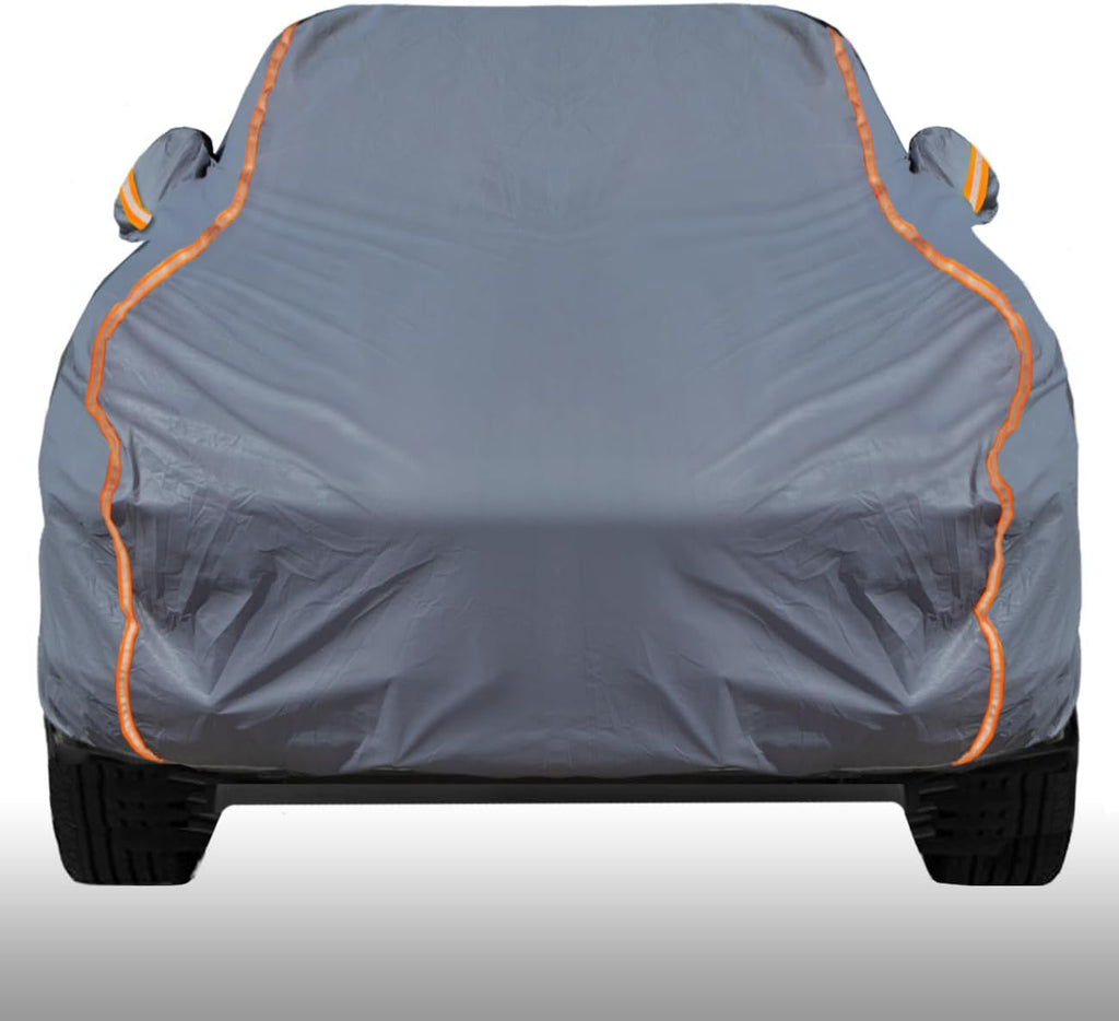 KEYOOG Universal Waterproof Heavy Weight Full Car Covers, Fit Pickup, All Weather, Outdoor Full Cover Weatherproof UV Sun Protection Snow Dust Storm Resistant with PEVA Cotton, Fit Length 180"-206"