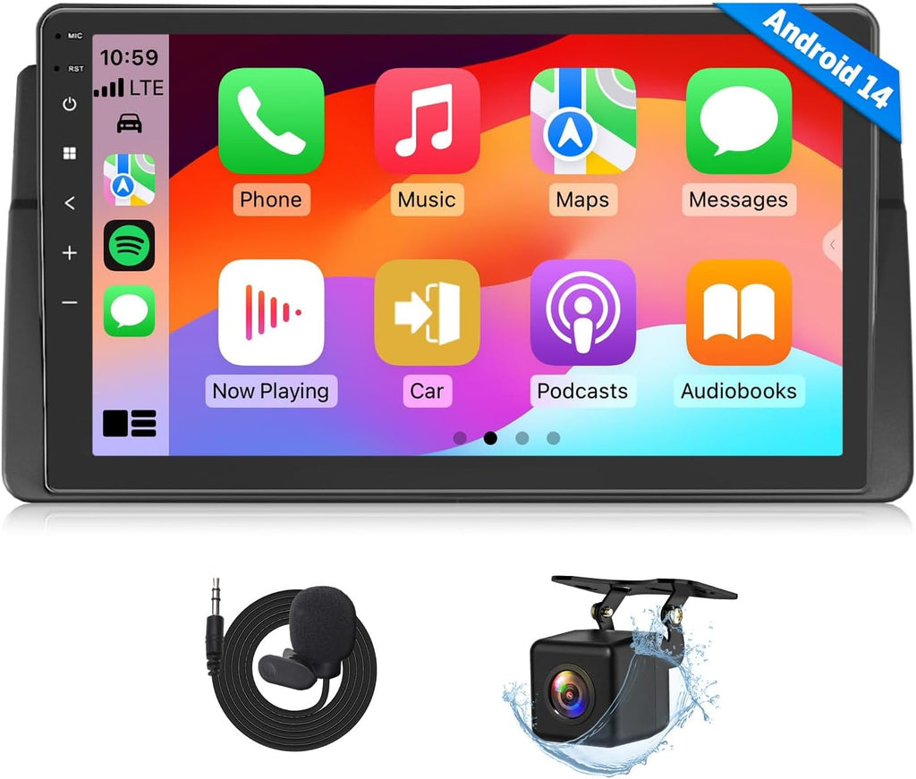 Eonon Car Stereo for BMW 3 Series 325i 330i M3 (E46) 1998-2006, Android 14 Wireless CarPlay Stereo, 9 Inch Touchscreen Android Auto Radio, Bluetooth/SWC/GPS, 3+32G - E46X7
