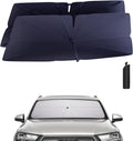 Windshield Sun Shade Umbrella: Custom Fit for 2016-2019 Audi Q7 Premium, Premium Plus, Prestige, TDI, TFSI, e-tron (Type 4M) - Double Thickened Foldable Front Window Sunshade, UV & Heat Protection