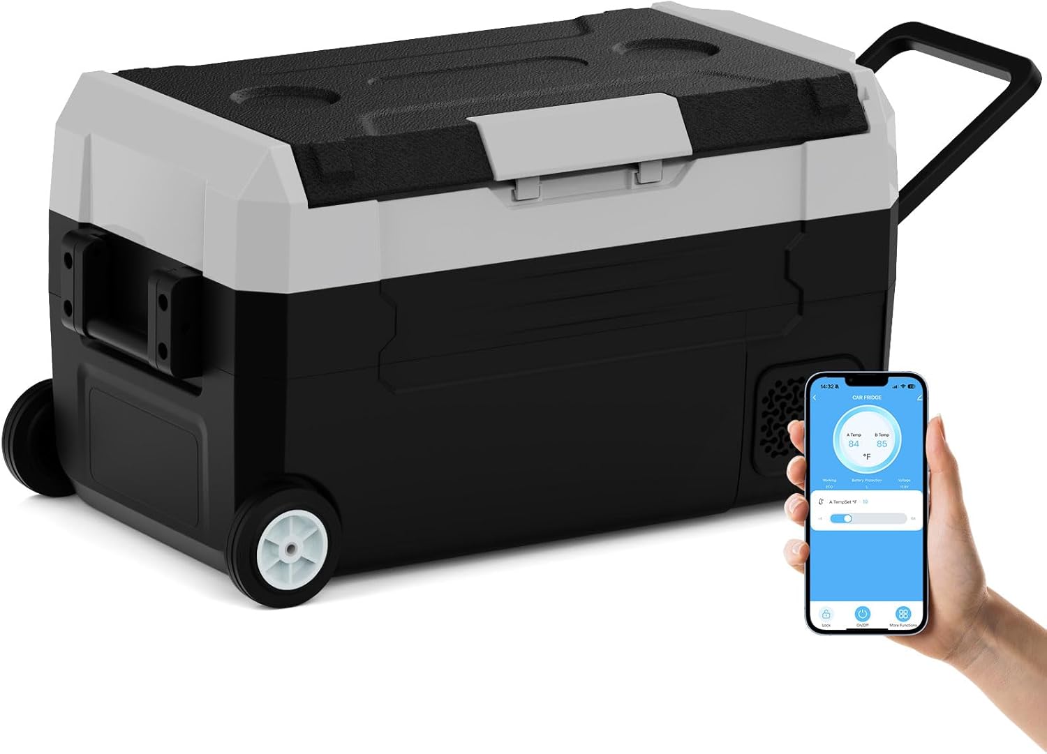 SubSun 12 Volt Car Refrigerator, 37QT Portable Fridge Freezer(-4℉~68℉), Compressor Cooler 12/24V DC and 110~240 AC for Truck Van RV Camper SUV Travel Camping Road Trips