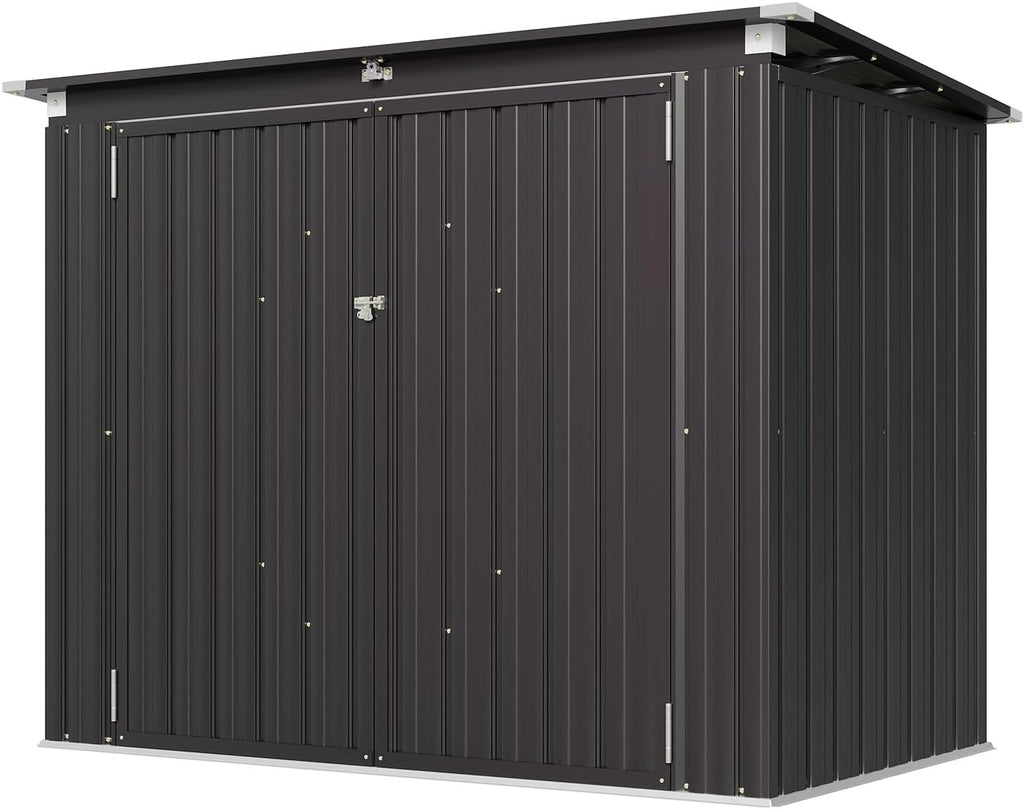 Aoxun 80 CU.FT Outdoor Storage Shed Metal Trash Can Storage with Chain Lid Waterproof Outdoor Garbage Can Organizer, Ideal for 2 Trash Bins, Toys, Garden Tools (Black)