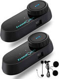 FreedConn Motorcycle Bluetooth Headset, TCOM VB 2-Way 800M Helmet Communication Systems,Motorbike Bluetooth Intercom, intercomunicador para motos/FM/BT5.0/Siri/2 in 1 Mic for full/3/4 Helmet(2Pack)
