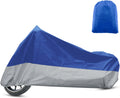 X AUTOHAUX Motorcycle Cover for Harley Davidson for Honda for Suzuki All Season Waterproof Sun Outdoor Protection Motorbike Cover Fits Up to 86.61'' Motorcycles Cover L Blue Silver Tone