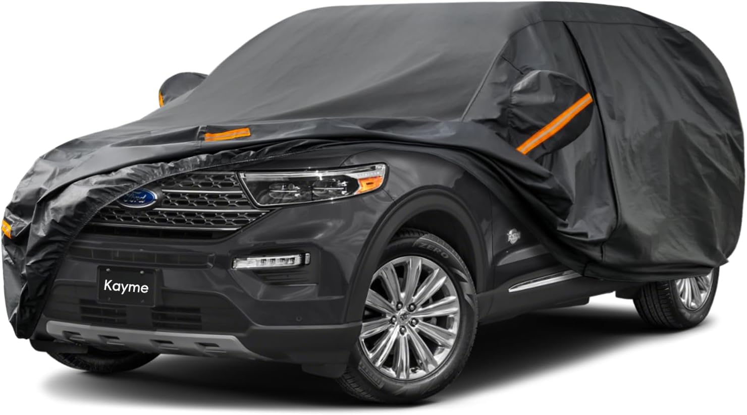 Kayme 7 Layers SUV Car Cover Custom Fit for Ford Explorer (2006-2025) Waterproof All Weather for Automobiles,Outdoor Full Cover Rain Sun UV Protection.Black