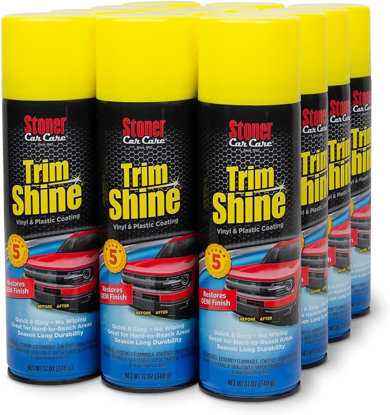 Stoner Car Care 91034-12PK Trim Shine – Vinyl and Plastic Protectant Coating for Interior & Exterior Car Detailing – Restores OEM Color, Adds Shine, UV & Water Protection – 12 Oz, Pack of 12