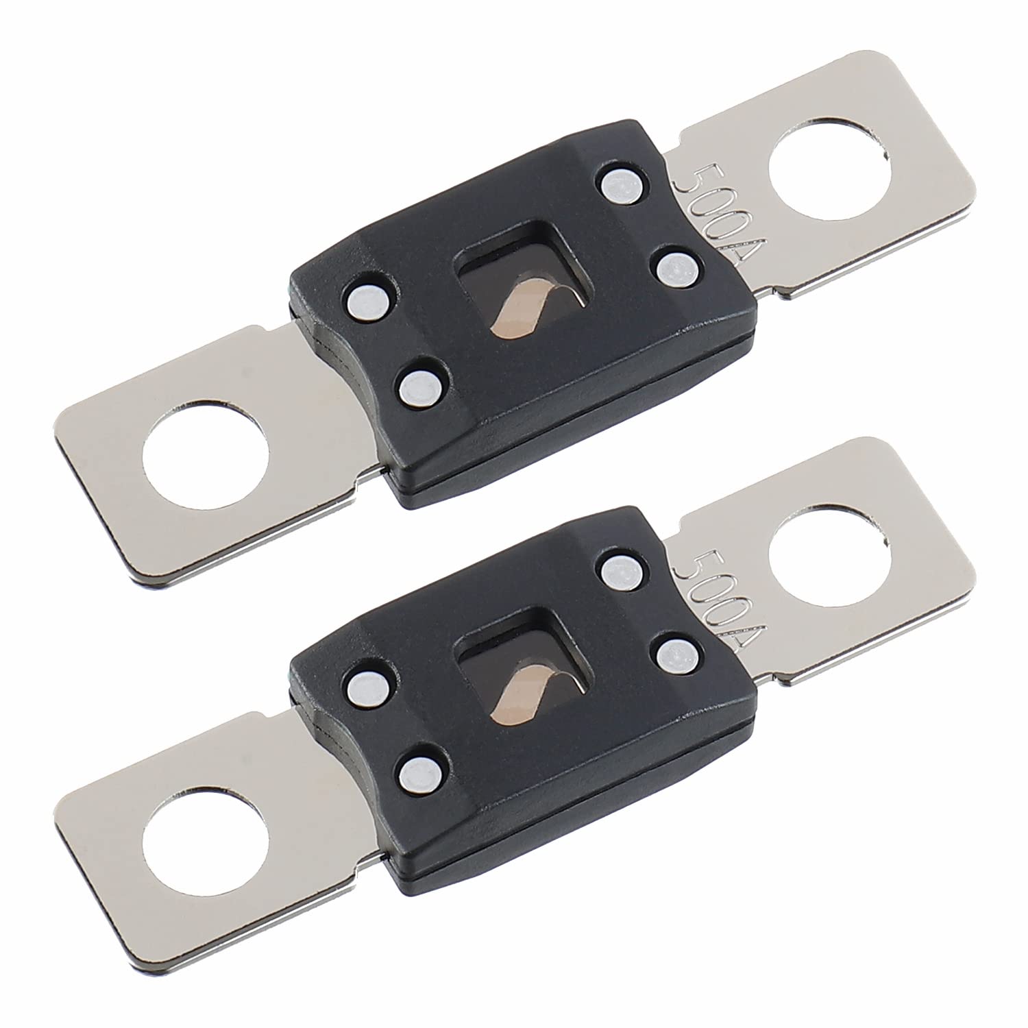 500A MEGA High Current Fuse - 500 Amp Bolt-on Fuse for Cars, Trucks, Construction Vehicles, Buses, Caravans (2 Pcs)