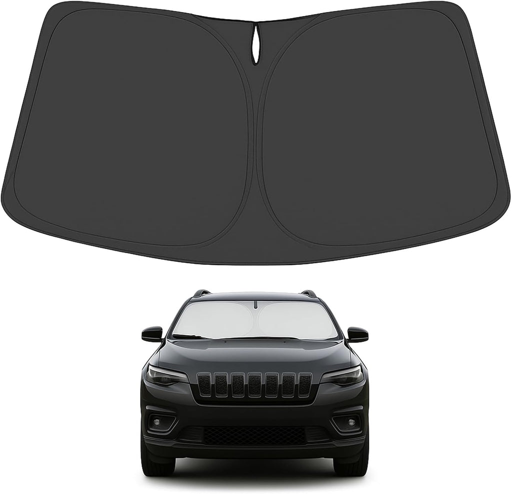 Proadsy for Jeep Cherokee 2014-2024 2025 (Not for Jeep Grand Cherokee) Windshield Sun Shade 4-Layer Foldable Front Sunshade Protector Sun Visor Blocks UV Rays Keep Car Cooler