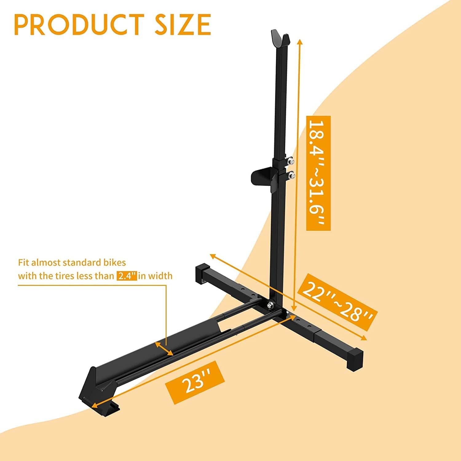Vertical Bike Stand Floor Bicycle Rack Adjustable Upright Design, Space Saving for Living Room, Bedroom and Garage No-Damage Wall Apartment Super Stable Parking Racks, for Indoor Bike Storage